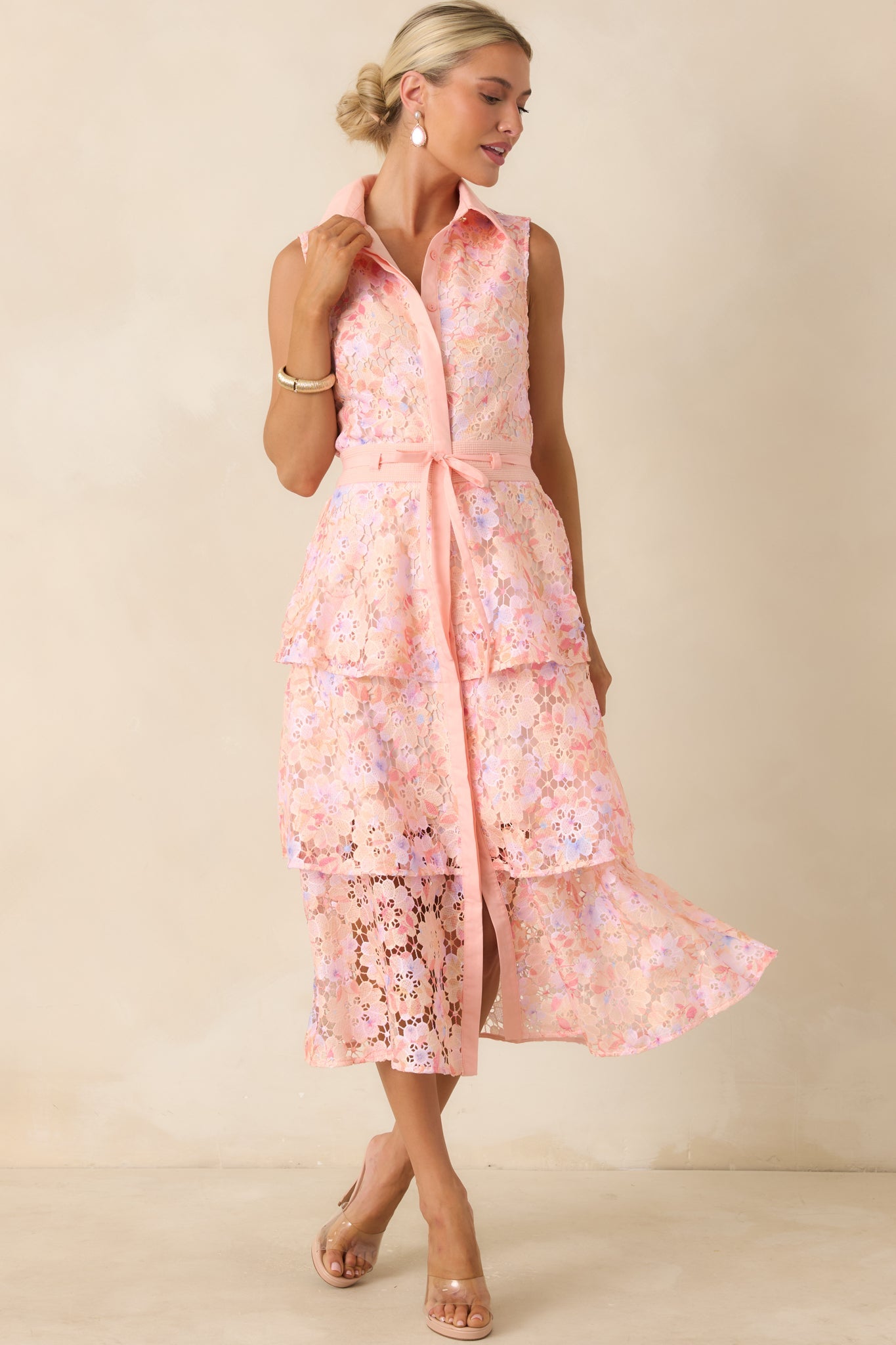 pink tropical landing lace midi dress Tropical Landing Midi Dress