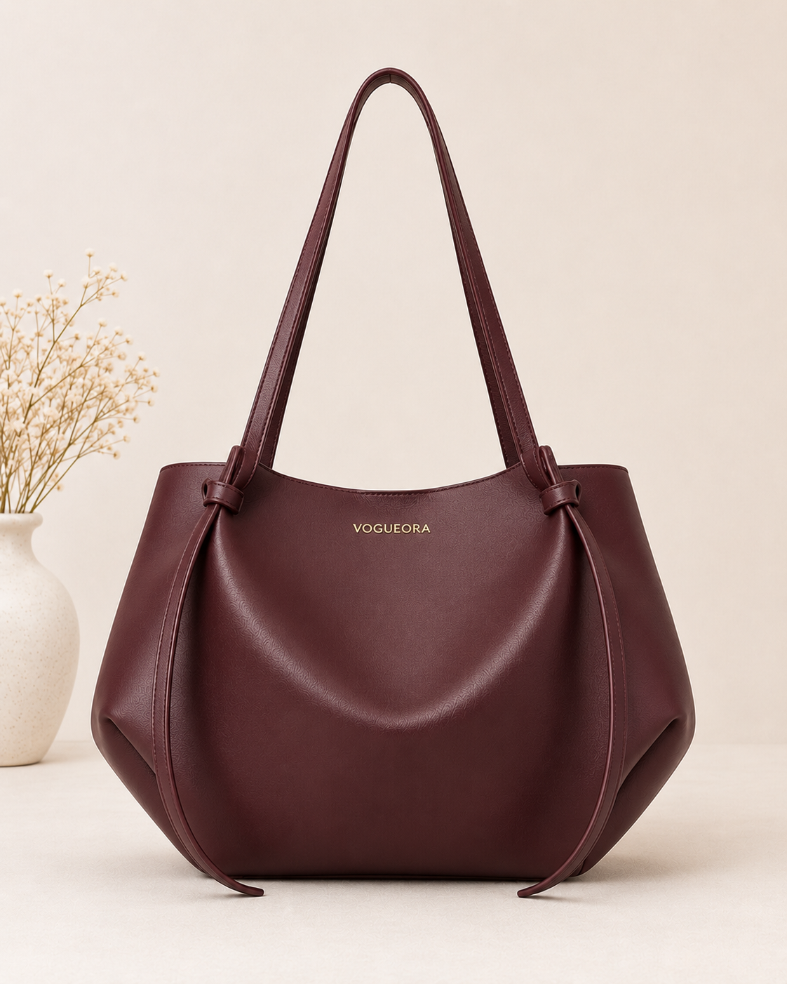 VOGUEORA Premium Maroon Tote Bag for Women